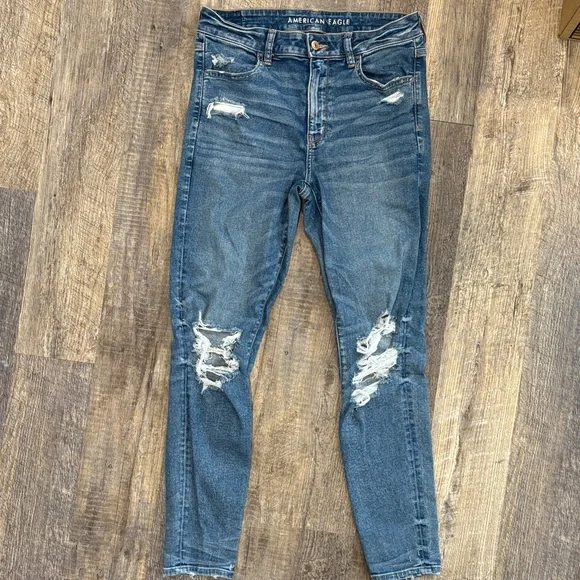 American Eagle Outfitters Women's Distressed High Rise Jegging Jeans Size 12 - Picture 2 of 3